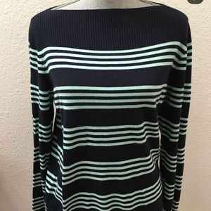 C Wonder Pullover Sweater Blue Stripes Size XL
